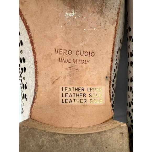 Sundance Catalog Dahlia Cutout Laser Design Floral Flats Ivory Boho Size 38 US 8 - Picture 15 of 16